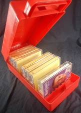 Portable Red Audio Cassette 10 Carrier Case with Assorted Tapes