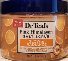 Dr Teal's Pink Himalayan Glow & Radiance Salt Scrub, Citrus, 16 oz