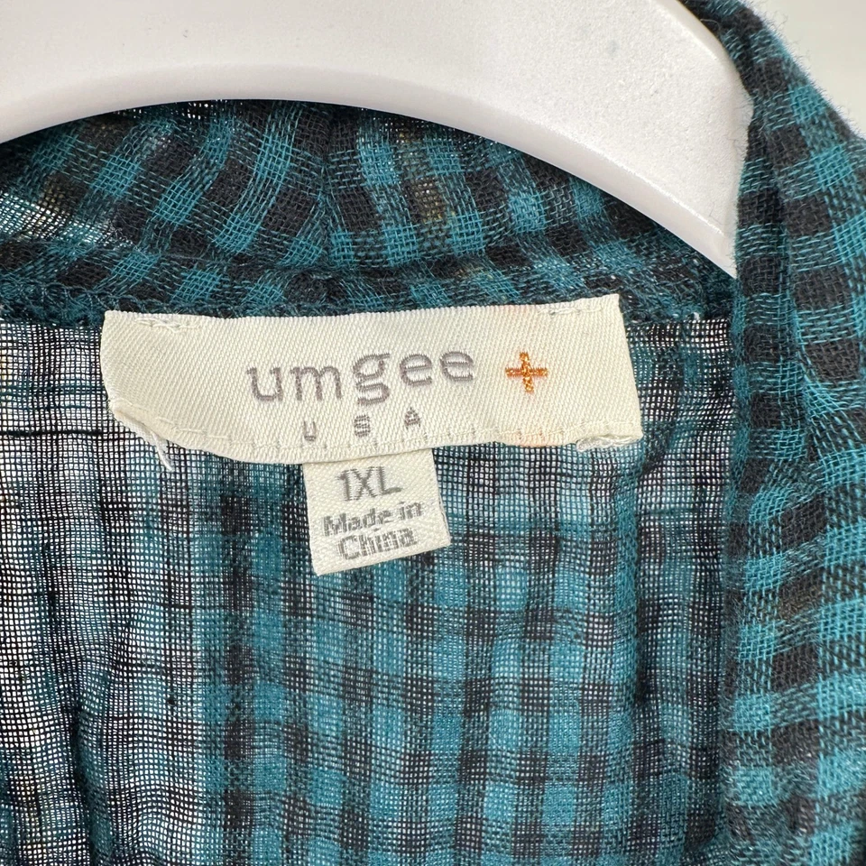 Umgee Womens Cottage Noir Plaid Vest 1XL Boho Layering Grunge Fringe Hem Topper - Image 3 of 4