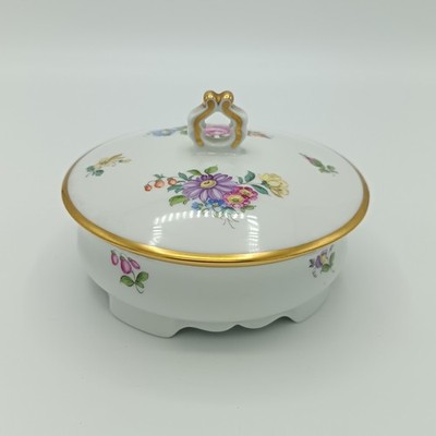 Wien Augarten Porzellan Bonbonniere Deckeldose Maria Theresia Gold handbemalt