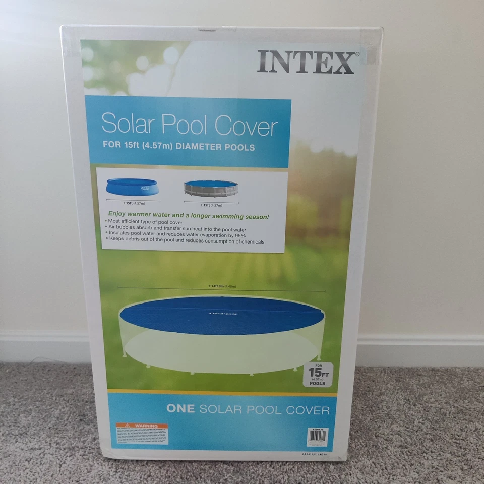 Intex 15 Foot Round Easy Set Vinyl Solar Cover for Swimming Pools, Blue | 29023E - Image 2 of 3