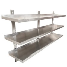 Stainless Wall Shelf 3 Tier 200cm Commercial Storage Kitchen Catering 2m Diam...