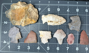 ➤ 9 Pc - Murphysboro ARKANSAS ARROWHEAD Indian Artifact Group VIDEO➤1127