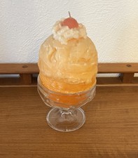 1970s Vintage Orange Sherbet Ice Cream Candle Double Scoop Nostalgic