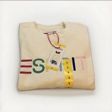 ESPRIT Women's Logo Fleece Crewneck Sweatshirt Cream Viral 80's Small