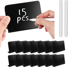15Pcs Mini Chalkboard Signs,Small Food Labels for Buffet with 2 Pens,Price Tags