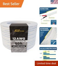 50 Ft Duplex Marine Wire, 12 Gauge Wire, Oxygen-Free Tinned Copper 12 AWG Ele...