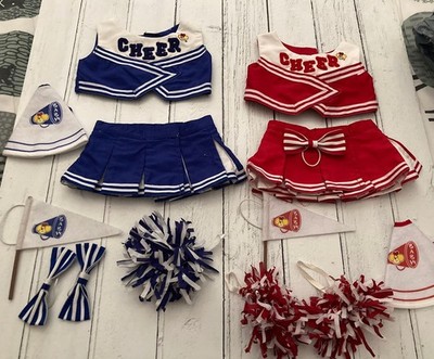 Build A Bear Workshop Cheerleader Outfit x 2 Oberteil Rock Schleife Bommel usw.