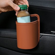 Leather Car Cup Holder Waterproof Vehicle Garbage Bin  Sundries