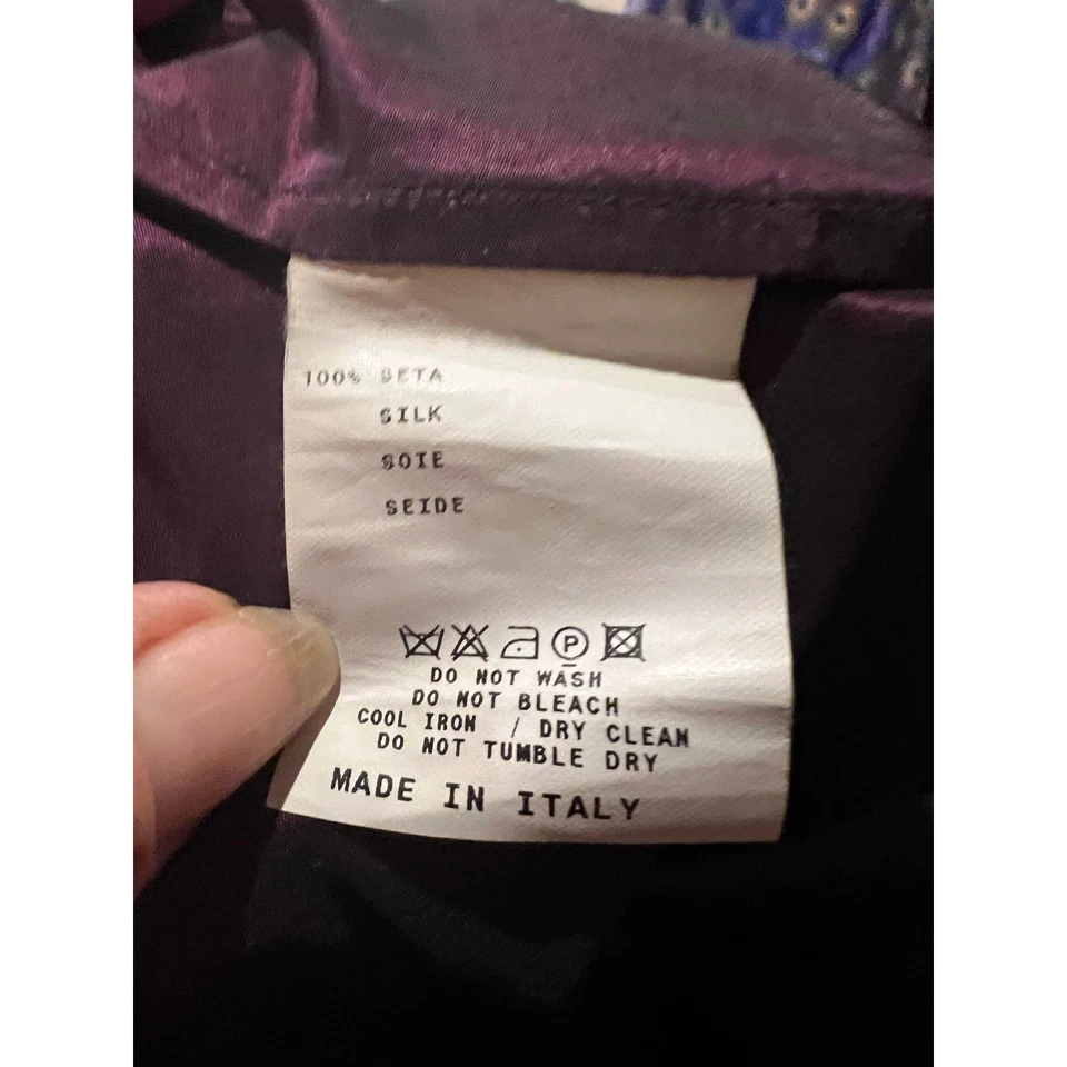 Blusa Etro roxa iridescente de seda com babados gola alta – Tamanho IT 42 / EUA 6 - Imagem 3 de 3