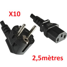 Lot 10 X Power Cord - Câble Alimentation 2,5m - C13 IEC