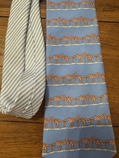 Tommy Hilfiger 100 silk light blue tie with aop palm trees