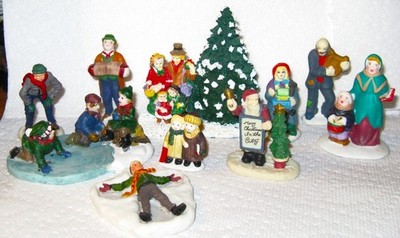 Lemax & Other CHRISTMAS VILLAGE ACCESSORIES People Figures ~ 10 Pc. Lot