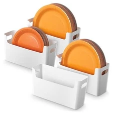 4 Pcs Paper Plate Dispenser Space Saving Cabinet Organizer for 6-9.5 Inch 