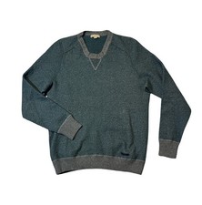 Burberry mens S Small green gray wool cotton thick pullover sweater EUC
