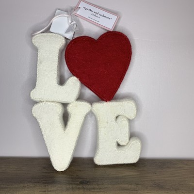 Neu Cupcakes & Kaschmir Filz Liebe hängendes Herz Schild Bild Deko Valentinstag