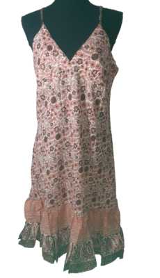 Kiko Comfortable Clothing Orange Floral Size M 100% Linen Dress Brain New 2  | eBay