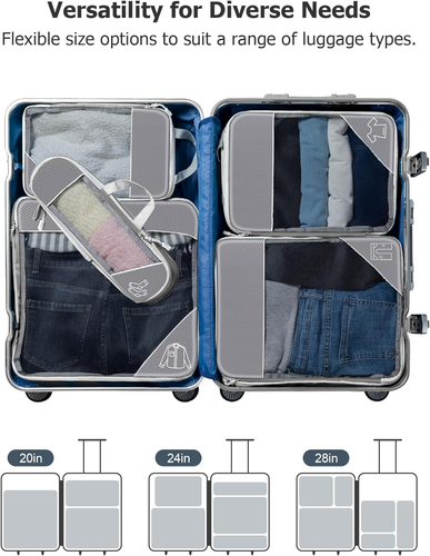 Compression Packing Cubes for Suitcases, Extensible Travel Packing Cubes, Mesh L - Picture 7 of 12