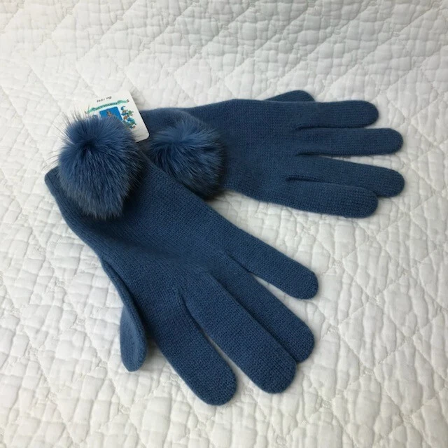 PORTOLANO Women's Cashmere Gloves Color Palace Blue One Size 49407GC
