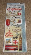 Paper House Cardstock Sticker Sheet ~ Travel... England Big Ben Phone Booth