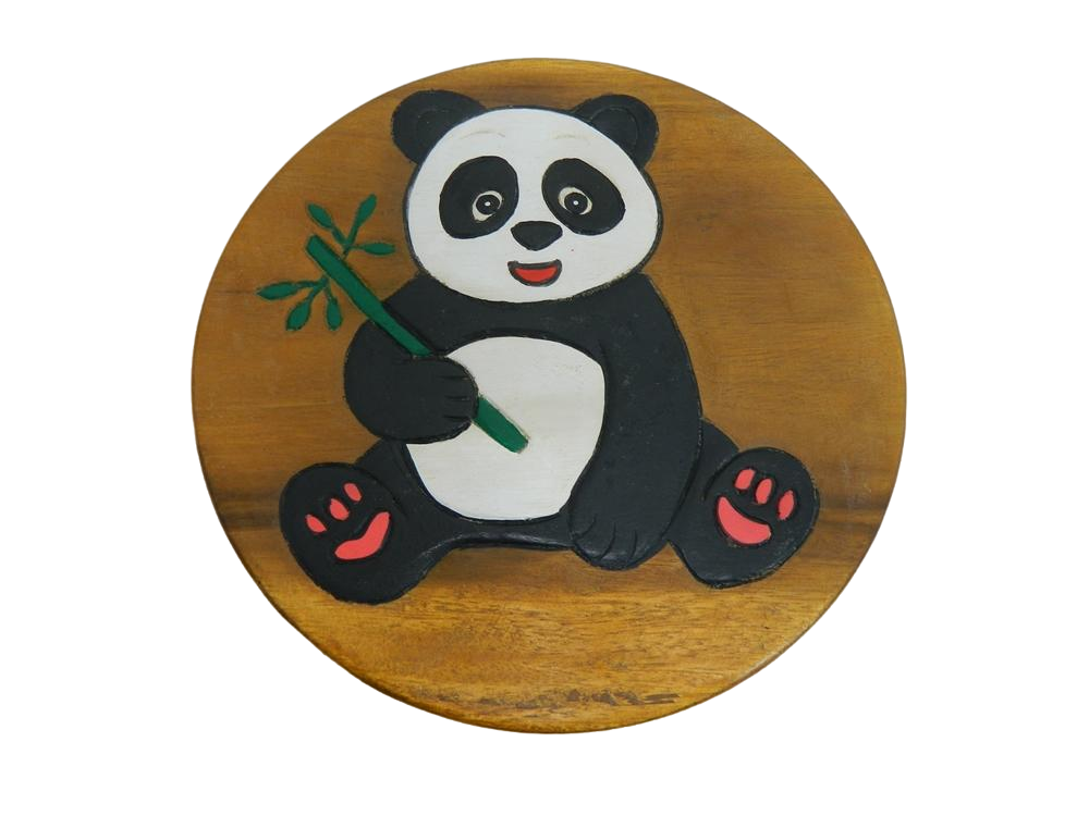 Childs Childrens Wooden Stool - Panda Step Stool