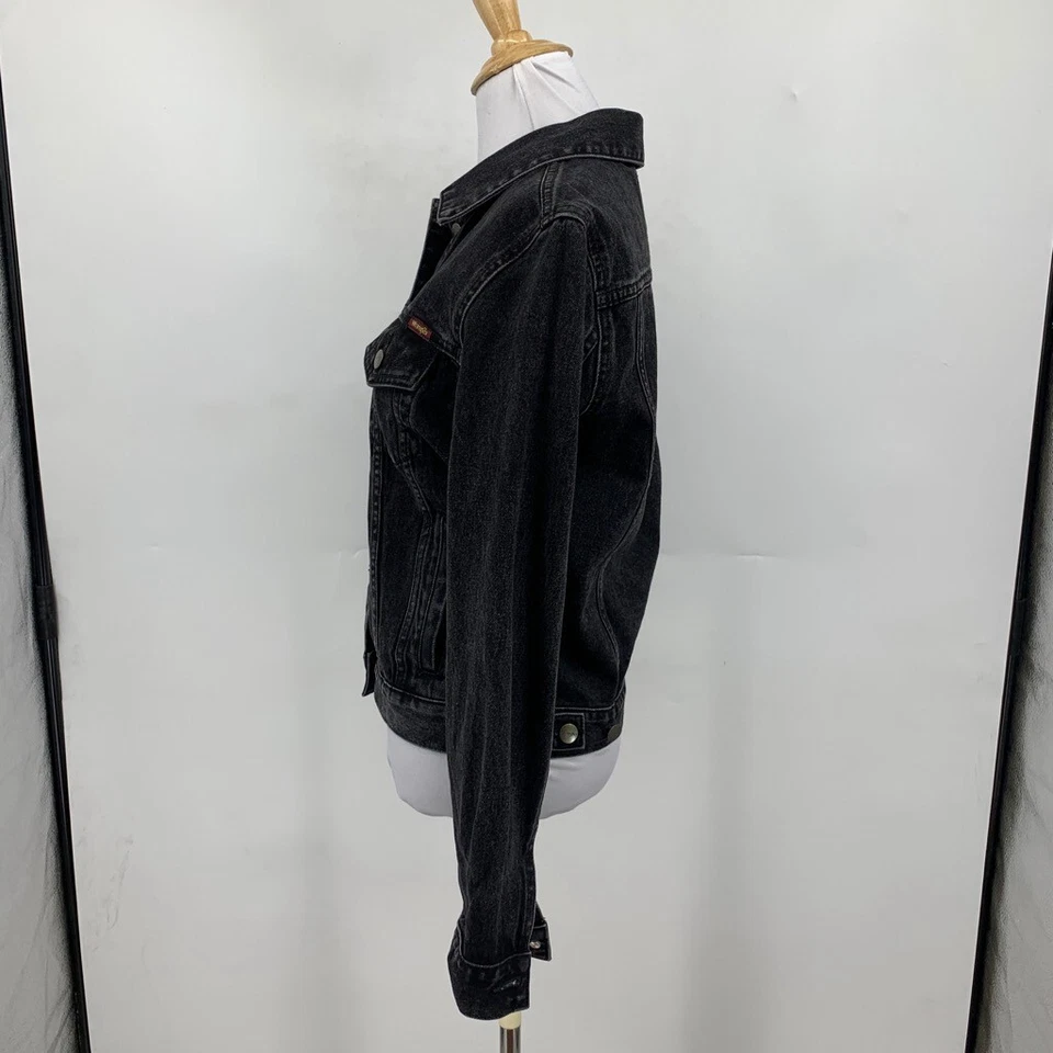 Wrangler 夹克女式 8 黑色牛仔棉纽扣短口袋修身牛仔裤 — 第 4/4 张图片