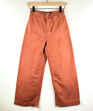 We The Free People Women Pants Brown Hi Rise Wide Leg Canvas Baggy Chino Size 24