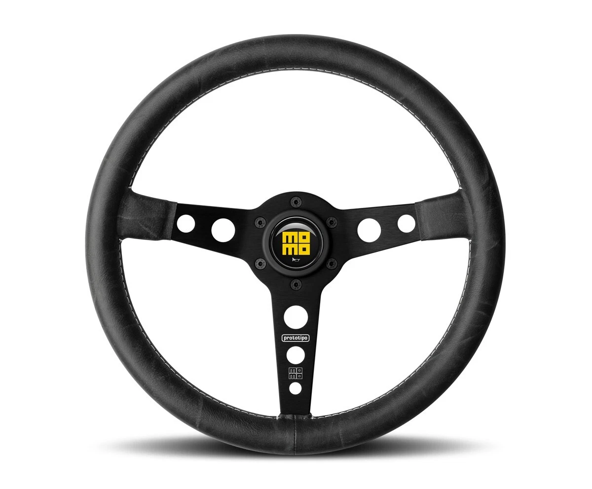 MOMO Heritage Prototipo Steering Wheel Black Leather PRH35BK2B - Picture 1 of 4