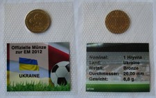 Offizielle M&uuml;nze zur EM 2012 Ukraine 1 Hryvna Euro 2012 Fu&szlig;ball (163377)