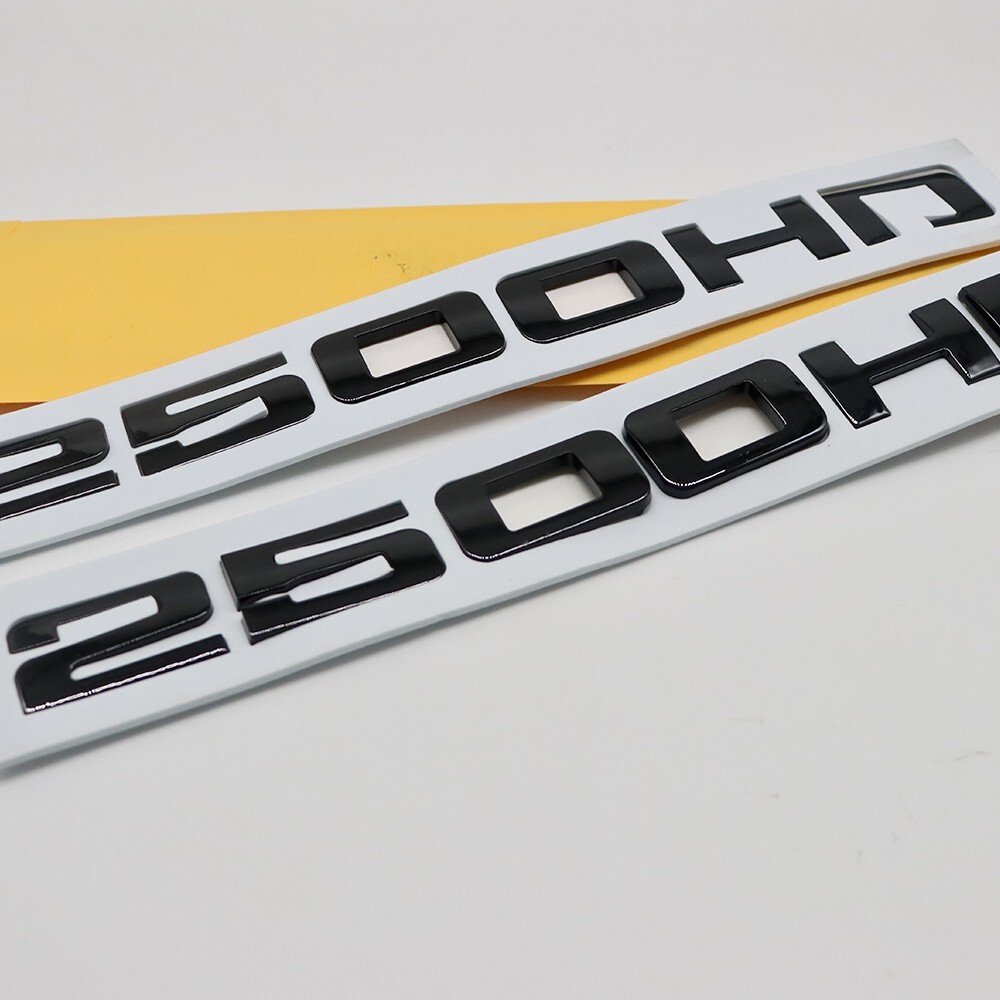 Nameplate Badge For Silverado 2500HD Door Side Emblem Gloss Black 2500HD Letters