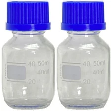 50ml Glass Media Bottle, Round, GL32 Screw Cap Karter Scientific 219L2 (Pack 2)