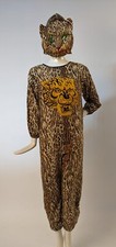 VINTAGE 1950  S FLANNEL TIGER COSTUME W HOOD  MATCHING MASK