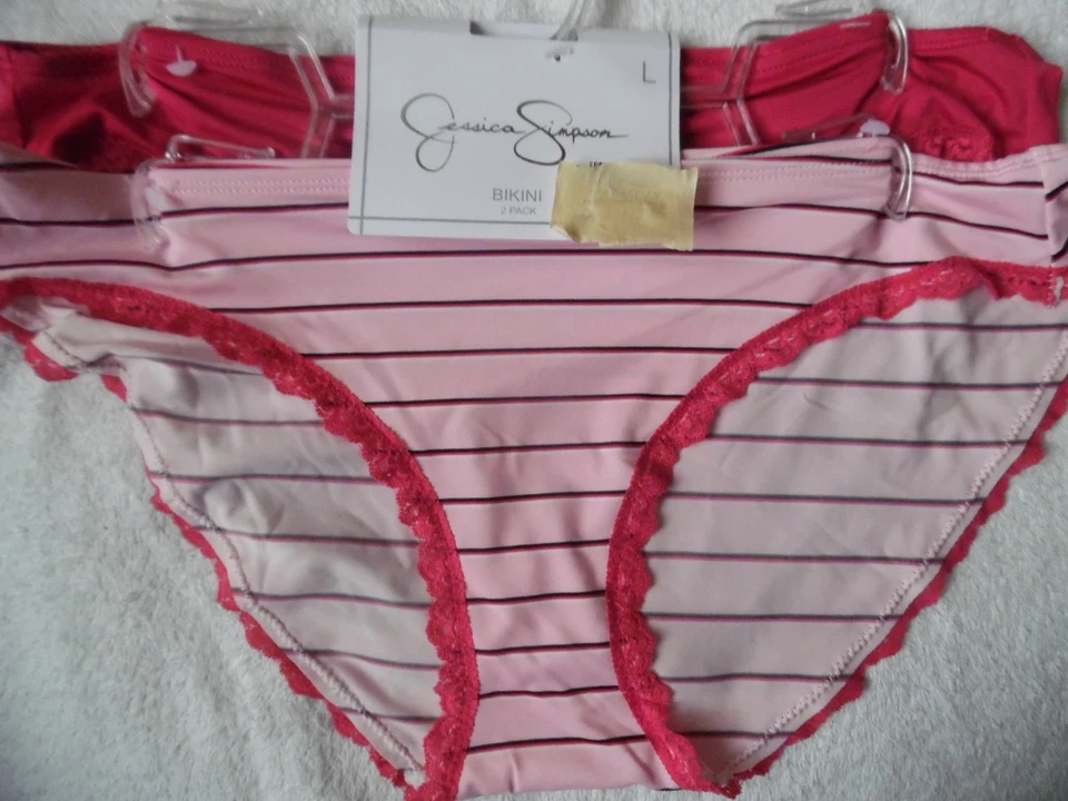 ДВА НЕЙЛОНА СПАНДЕКС JESSICA SIMPSON БИКИНИ ТРУСИКИ РОЗОВЫЙ, L. РОЗОВЫЙ ПОЛОСКИ МАЛЕНЬКИЙ S - Изображение 3 из 4