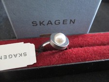 Skagen Ring Damen , Perle , Edelstahl silber Gr 19 NEU OVP