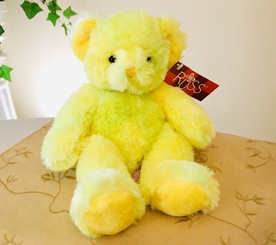 ZOLA YELLOW TEDDY BEAR by Russ Berrie Plush New! NWT