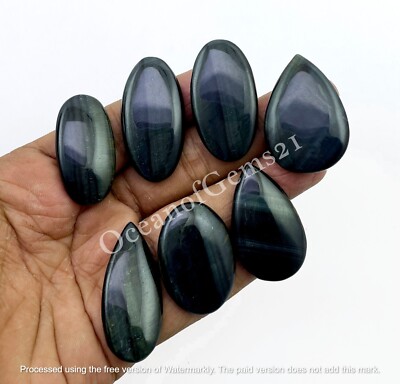 101 CARAT Natural Black Tiger Eye Cabochon lot, 3-5 Pcs, Loose