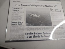 Vintage Rockwell International ephemera orbiter launch article & picture 
