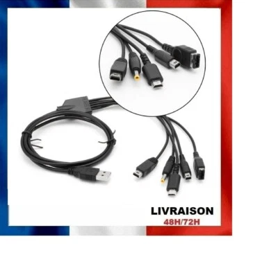 5 en 1 chargeur USB Nintendo DS Lite, DSi, 3DS, DSi XL, 3DS, GBA SP PSP Wii U