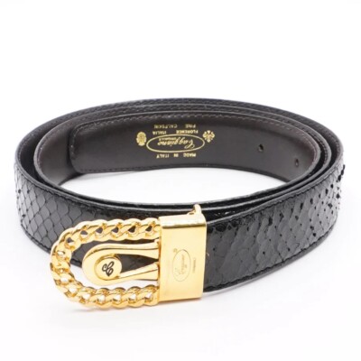 CAGGIANOVintage 22K Gold Plated Snakeskin Leather Belt Size 