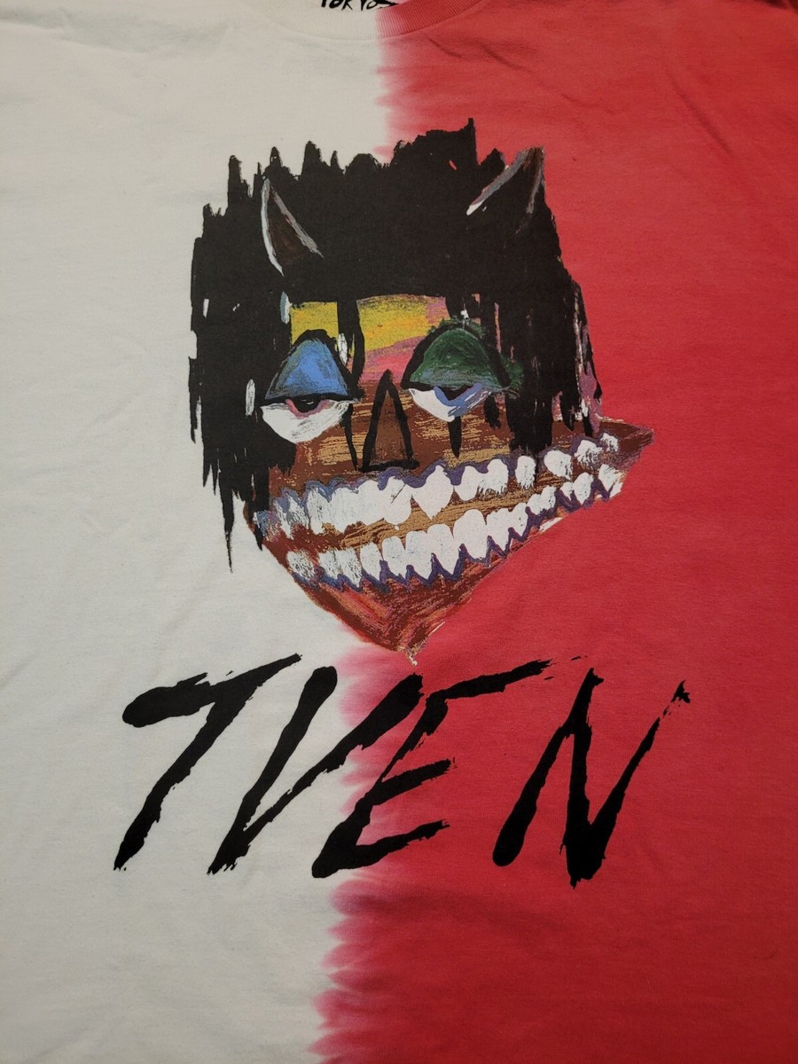 Tokyo's Revenge “7VEN” Split T-Shirt Tie Dye Red White, XL, Slight