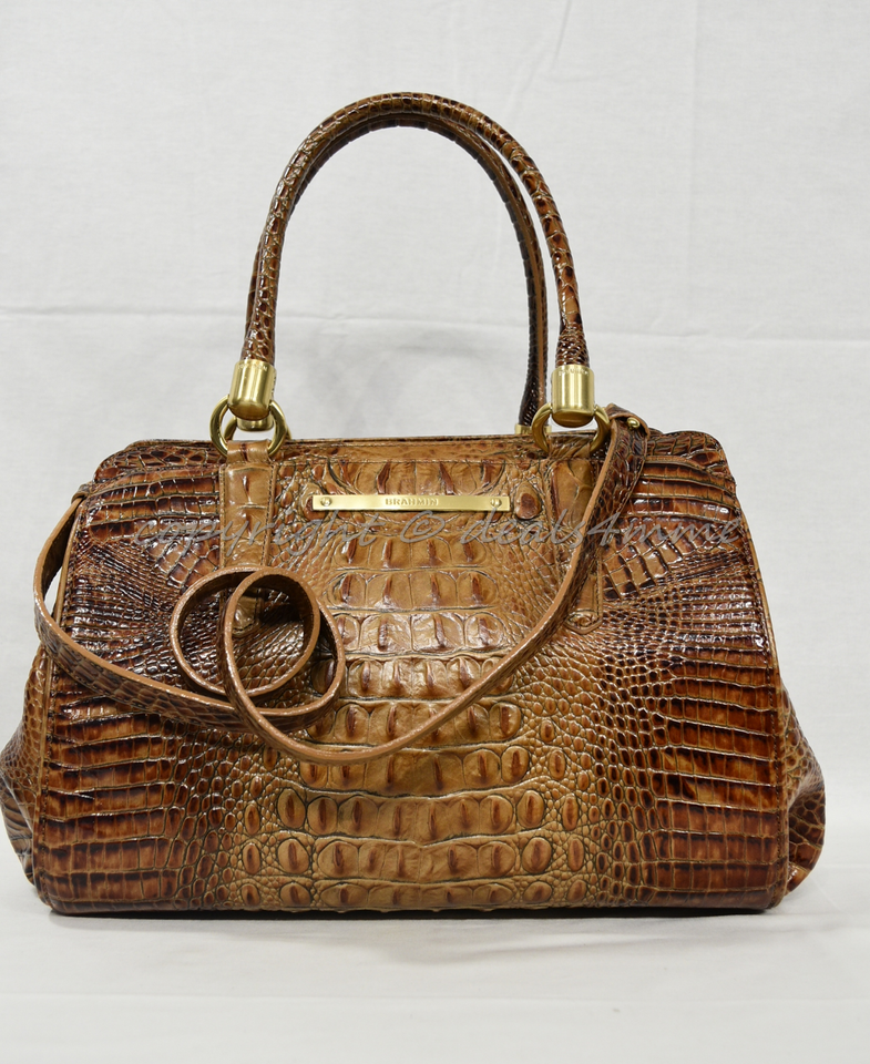 Borsa Brahmin Chelsea Nuova In Pelle Embossed Mandorla Tostata O Pecan