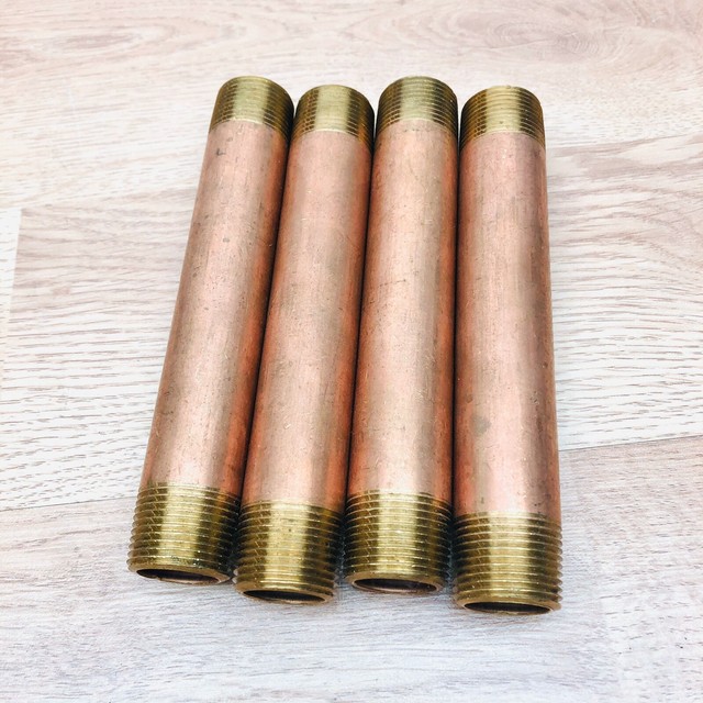 LOT OF 4 UNBRANDED THREADED RED COPPER PIPE NIPPLE 3/4" X 6" eBay