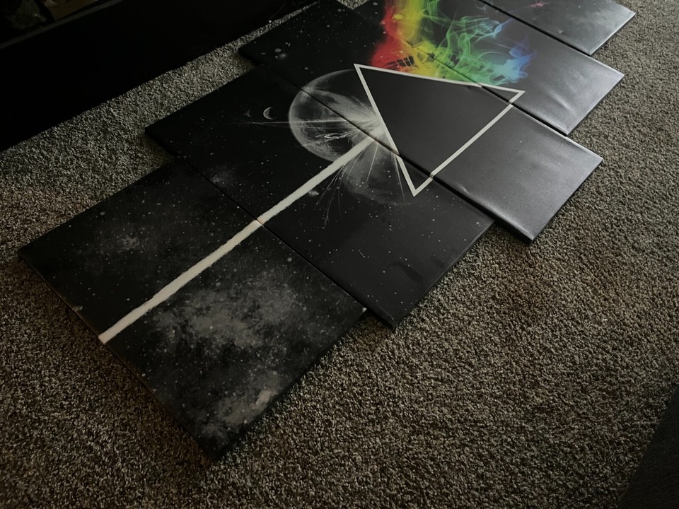 6 FOOT WIDE Pink Floyd The Dark Side of the Moon Triangle Prism Canvas