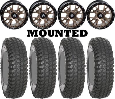 Kit 4 System 3 XCR350 Tires 33x10-15 on Moose 545X Bronze Wheels FXT