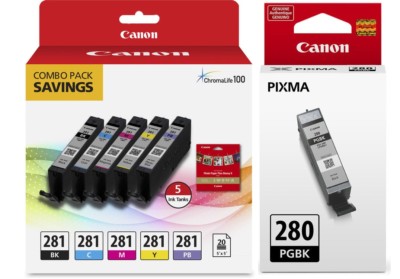 Genuine Canon CLI-281 5-Color Ink Tank w/ 5 x 5'' Photo Paper + PGI-280 Black Ink