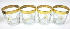 NEW SET OF 4 CLEAR CRYSTAL,24K GOLD EDGE WHISKEY GLASSES 10 OZ HANDMAD IN ITALY