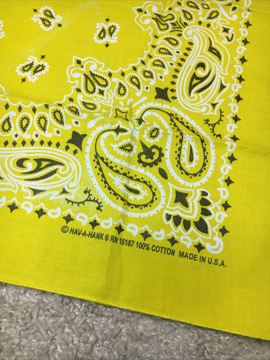 Vintage Hav A Hank Reversible Bandana Yellow / Green 100% Cotton