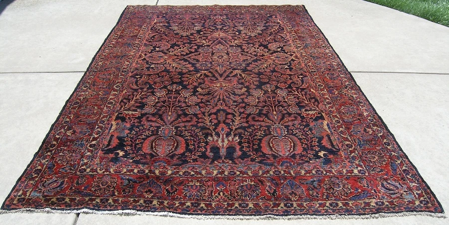 Antique Lilahan Bakhtiari Oriental Rug Carpet Transitional 7' x 10'6" Navy Blue - Image 4 of 4
