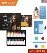 New 24 x 12ml Oil Paint Set - Rich Pigments  Gloss Finish with Tutorials