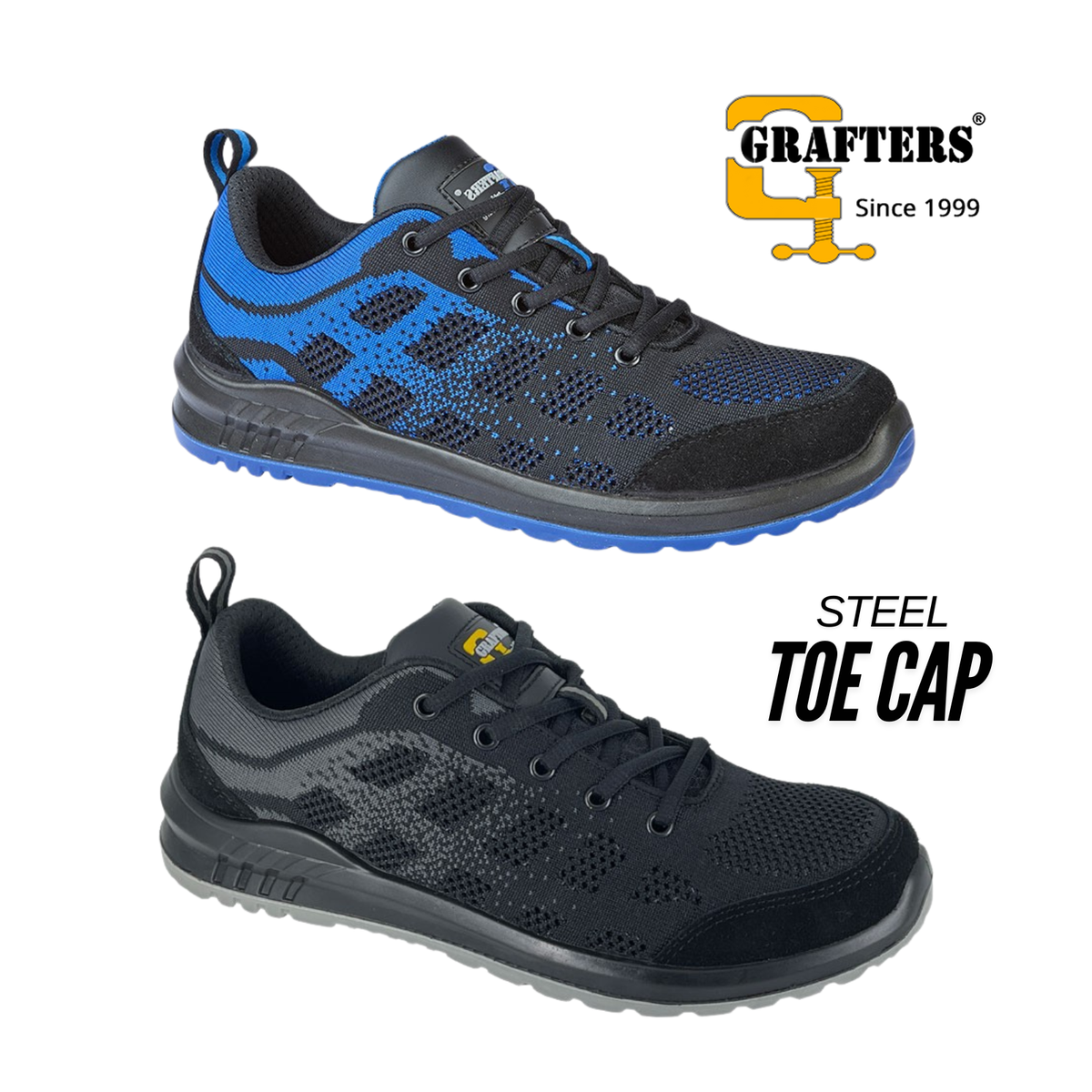 Grafters Mens Safety Trainers Knit Ladies Steel Toe Cap